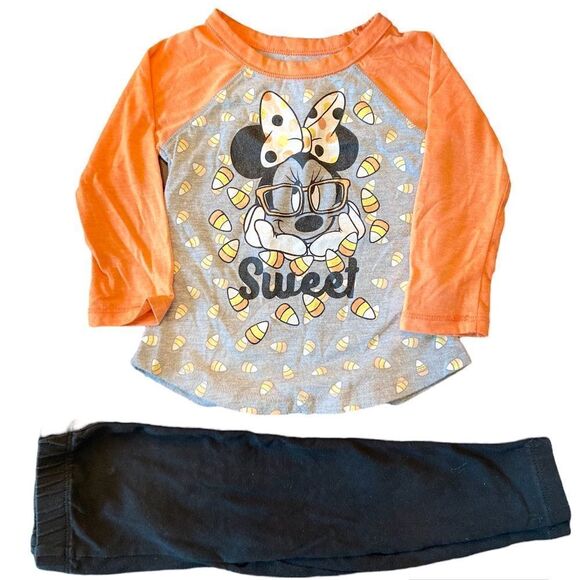Disney Other - Toddler Girls Disney Minnie Mouse Halloween Candy Cane Long T-Shirt/ Pants Set